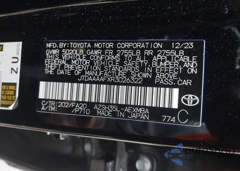 2024 Toyota Crown Xle z USA, uszkodzony, nr VIN JTDAAAAFXR3026322